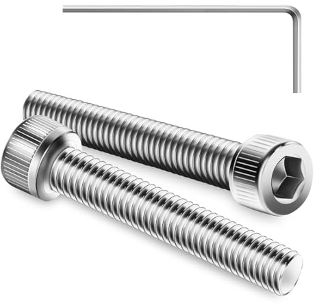 50Pcs M4 x 30mm Hex Socket Head Cap Screws Bolts | 304 Stainless Steel, Allen Socket Drive, Bright Finish, Full Threads, with Hex Spanner