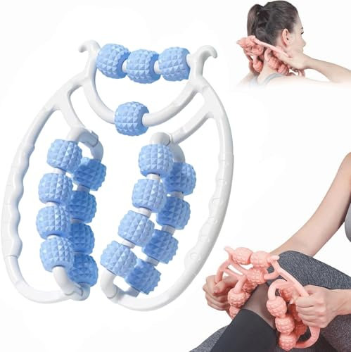 Rouleau Musculaire Pour Jambes,Rouleau Musculaire 3D,20 Roues Rouleaux De Massage Pour Muscles,Masseur Anti-Cellulite Pour Cou épaule,Rouleau De Massage Pour Jambes,Rouleau Anti Cellulite (Bleu)