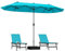 COSTWAY Grand Parasol de Jardin Exterieur avec Pied, 400 x 200 cm, Parasol Double XXL avec Manivelle, 8 Personnes, Toile en Polyester, pour Terrasse, Patio, Piscine (Turquoise)