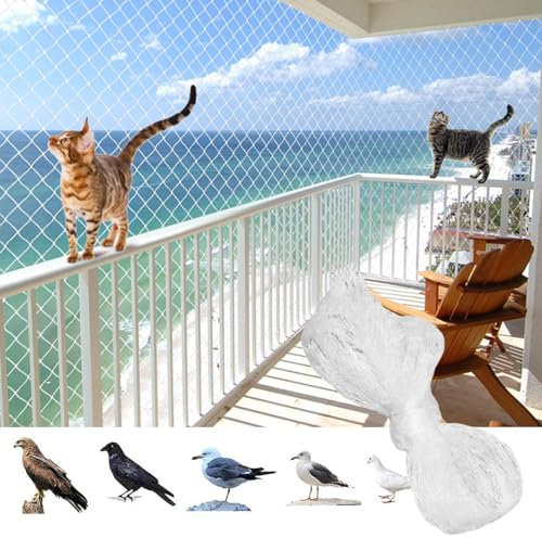 Katzennetz für Balkon,Katzennetz 5 x 10m,Katzennetz für Balkon Ohne Bohren,Katzennetz Drahtverstärkt,Katzennetz Transparent,Katzenschutznetz,Transparent Vogelschutznetz,für Balkon,Terrassen,Fenstern