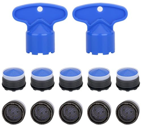 10 Pièces Mousseur Robinet Aérateurs,filtre robinet, M18,5 Avec 2 clés plate filtre eau robinet Pour cuisine, Salle de bain et jardin Économie d'eau et protection anti éclaboussures