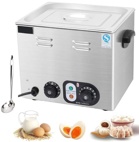UIHECTA Cuociuova Professionale da 2600 W, Cuociuova in Acciaio Inox, Cuociuova Elettrico per Uova in Camicia di Grande capacità, con Controllo Temperatura, per Ristoranti,Timer,Without Basket