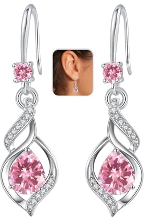 YOEE Sterling Silver Post Dangly Earrings for Women, Infinity Love Hypoallergenic Earring for Sensitive Ears with Teardrop Cubic Zirconia, Birthstone Jewellery Gifts Birthday Grandma Mothers Day Gift