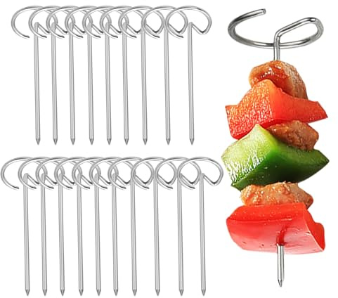 Brochetas metálicas para freidora de aire | 20 piezas de herramientas de acero inoxidable para Air Fryer, pinchos de barbacoa de acero inoxidable | Para verduras, carnes, frutas, casa, interior y