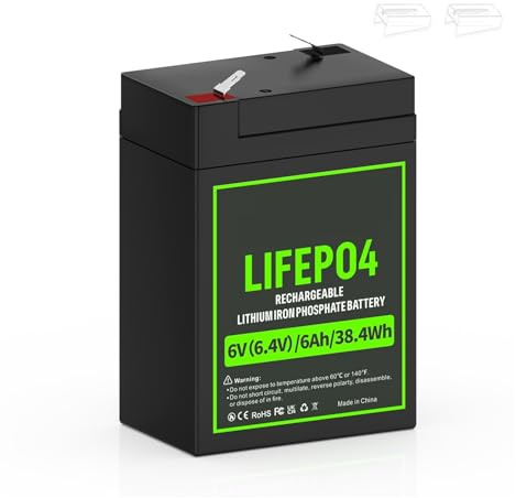 Batterie LiFePO4 6 V 6 Ah/12 V 10 Ah avec BMS, Rechargeable, Lithium Fer Phosphate, for éclairage de Secours, Voiture d'enfant, Jouet for Enfant(1PCS 6.4V 6.0Ah)