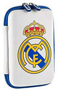 Real Madrid Astuccio tecnologico con Cerniera Bianco con Stemma Colori