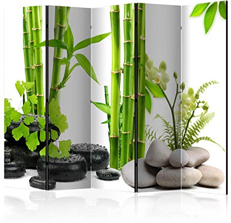 murando Raumteiler Foto Paravent Bambus grün 225x172 cm beidseitig auf Vlies-Leinwand bedruckt Trennwand Spanische Wand Sichtschutz Raumtrenner Home Office Zen Spa b-C-0230-z-c