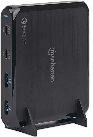 Manhattan 102247 Netzteil Quick Charge 3.0 3A 2xUSB-CTM 2xUSB-A 90W schwarz