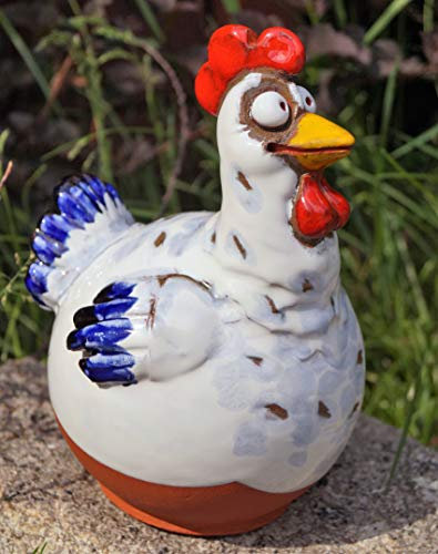 Rostalgie Keramik Huhn Hilde Garten Dekoration Tierfigur Gartenstecker Töpferfigur Handarbeit