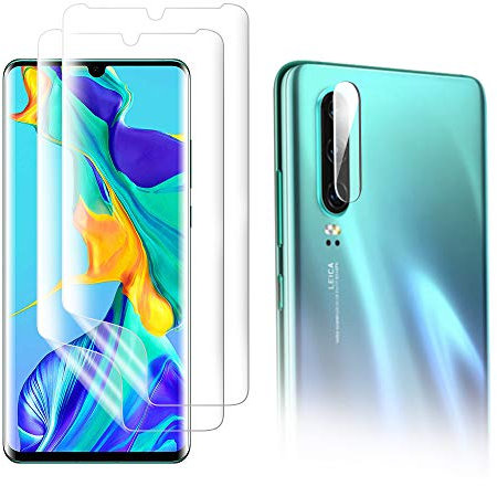 AiMok Pellicola Protettiva Compatibile con Huawei P30 PRO, 2 Proteggi Schermo in Pellicola TPU + 2 Proteggi Obiettivo in Vetro Temperato, [Supporta l'impronta Digitale] [Anti Graffio]