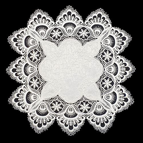 Spitzendecke Spitze Altweiss #8139 Tischläufer Mitteldecke Tischband (40cm Rund)