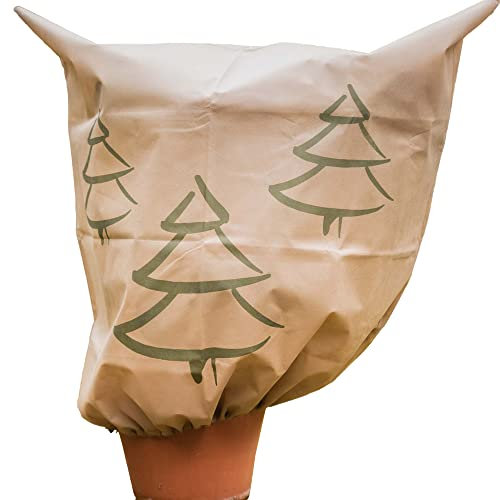 TerraUno - Winterschutzhaube für Pflanzen - 75 Gramm/m² I B 1,1x H 1,1 Meter Pflanzenschutz I Print: Tannenbaum I Vlieshaube für Deine Pflanzen im Winter