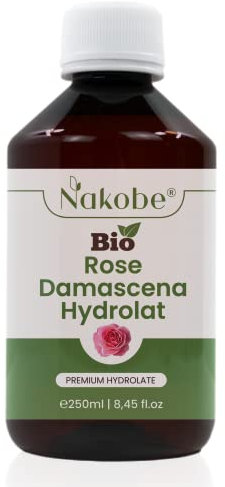 Eau de Rose Bio 250ml - 100% Pure Rose Damascena Hydrolat pour Visage, Cheveux & DIY Cosmétique - Organic Rose Water - Nakobe