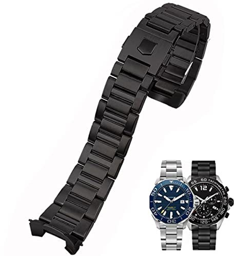 FOUUA Correa de Reloj para TAG Heuer 22mm Acero inoxidable Metal Correa de Reloj con Correa Negra Plateado Azul Para la Reemplazar la Correa Serie TAG Heuer Monaco Carrera Aquarace