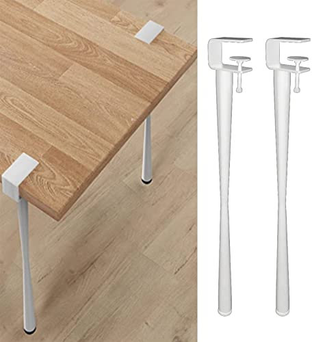 Gambe Regolabili con Morsetto da Tavolo,Piedini per Mobili in Metallo Bianco,Gambe da Tavolo in Ferro Rimovibili a Forma di F, per DIY Tavolino,Panca,Scrivania da Pranzo (75cm,2pcs)