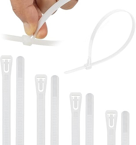 Armpow 100PCS 7.6mm x 300mm Reusable Heavy Duty Nylon Strong Cable Ties Tie Wraps Nylon Large Releasable Zip Ties DIY Home Garage Office (White)