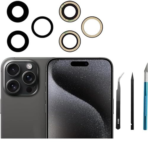 2pcs/Set 15 Pro Max Back Camera Lens Replacement for iPhone 15 Pro Max Back Camera Lens Rear Glass Replacement with Repair Tool Kit,Anti-Lens Scratch & Waterproof
