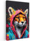 MuchoWow© Leinwandbild Klein 20x30 cm Mini Dekoration Wohnzimmer Bilder Aufhängen Wall Decoration Living Room Wohnungs Deko Moderne Graffiti - Fuchs - Pop-Art - Neon