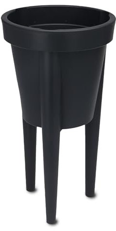 Spetebo Pot de fleurs rond en plastique avec pieds anthracite – Diamètre 30 cm – Jardinière de jardin avec 3 pieds pour l'extérieur et l'intérieur – Pot de fleurs Pot de fleurs Pot de fleurs Cache-pot