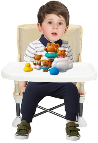 Babystuhl Sitzerhöhung Tragbarer hauck Hochstuhl Boostersitz kindersitz Babysitz Kinderstuhl Baby Stuhl Kind Reise kinderhochstuhl Kompaktes Klappbarer campingstuhl Booster faltbarer Camping (Beige)