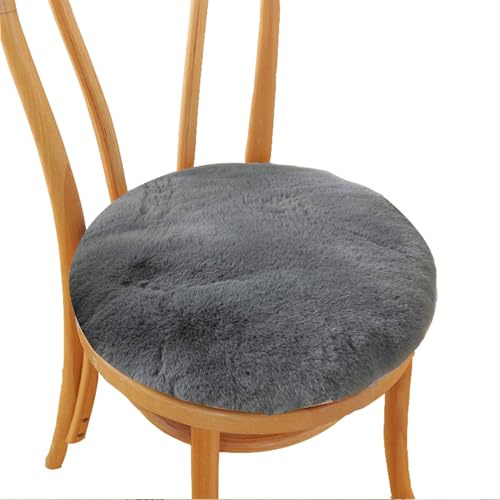 BLLMTEAR Sitzkissen Stuhl Rund Fell， Fellteppich Rund, Kunstfell Teppich - Fell Sitzkissen Stuhlkissen Rund, Fell for Stühle, Kunstfell Stuhlauflage(3,12in/30cm)