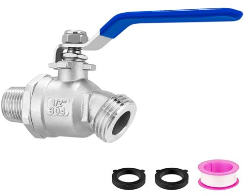Stainless Steel 3/4 Hose Bibb with Long Handle, NPT Male x Male Thread Shut Off Ball Valve,Heavy Duty for Gardens, Patios, Boiler Drain, Lead-Free Compliant