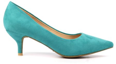 Ladies Abby Green Kitten Heel Court Shoe 5 Green