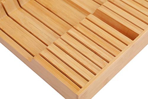 Utoplike Portacoltelli in bambù per cassetti e coltelli, per cucina, con manico grande, adatto per 9 coltelli (non inclusi)