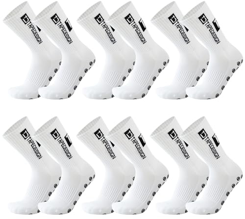 GmwyCzV 6 Pares de Calcetines Deportivos Antideslizantes, Calcetines de Fútbol, 39-46 Calcetiness Antideslizantes Futbol, Calcetiness Deporte Unisex para Running Ciclismo Trekking Baloncesto(Blanco)