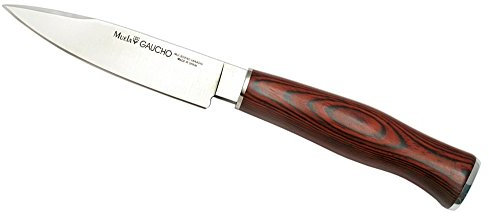 ELECTROPOLIS Cuchillo de Caza Muela Gaucho GAUCHO-12R, con Mango de Madera prensada Coral y Casquillo INOX, Hoja de 12 cm + Tarjeta Multiusos de Regalo