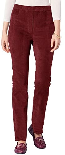 Chums Ladies Pull On Corduroy Trousers for Women Wine 22 Extra Short