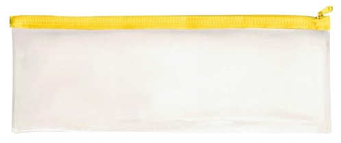 Janrax Coloured Zip Clear Exam Pencil Case (Yellow, 13x5)