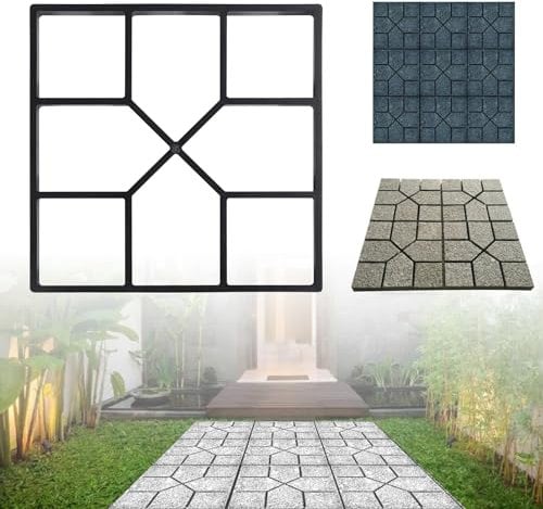 Moldes de hormigón para pavimentación de caminos cuadrados, moldes de hormigón para pavimentación de jardín, 8 rejillas, bricolaje, entrada, ladrillo, patio, losa de hormigón, caminata, molde, 40 x 40