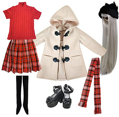 Set Fashion Bekleidung Perücken Schuhe Socken Accessoires vollen Satz für 1/3 21-23inch 60cm BJD Puppen (Selena)