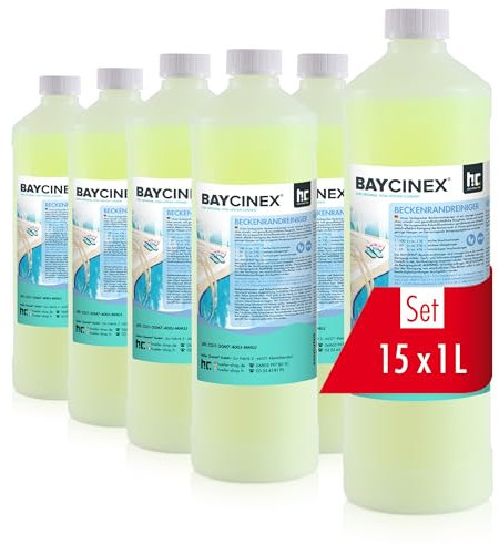 BAYCINEX Höfer Chemie -15 x 1 L Beckenrandreiniger alkalisch für Pool & Schwimmbad - in handlichen 1 L Flaschen