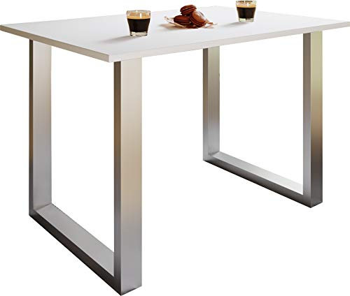 VCM Esstisch Silber/Weiß 140x50x76 cm Holzwerkstoff Esszimmer 6 Personen