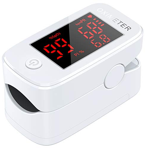 Oxymètre de Doigt Saturometre, IDOIT Oxymètre de Pouls Professionnel, Moniteur de Fréquence Cardiaque avec écran LED d'alarme, pour mesurer SpO2, PR et PI