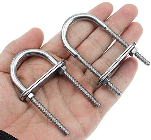 JPGhaha U Bolzen Bügelbolzen M5 X 79MM X 41,5MM U-Bügel mit Gegenplatte 4 Stück Edelstahl Silber zur Befestigung und Verbindung von Werbetafeln für Schiffsdekorationen