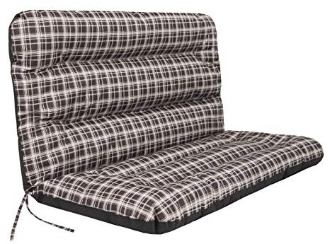 PillowPrim Sitzkissen für Hollywoodschaukel - Palettenkissen – Für Gartenfans – Mehr Komfort & Stil im Freien – Braun Kariert, Sitzbreite 120 cm