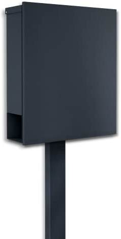 Metzler Standbriefkasten in Anthrazit Reiner - inkl. Zeitungsfach & Briefkastenständer - 100% UV- und witterungsbeständig - Postkasten in RAL 7016 - Türanschlag wählbar - Größe: 35,5 x 43,5 x 10 cm