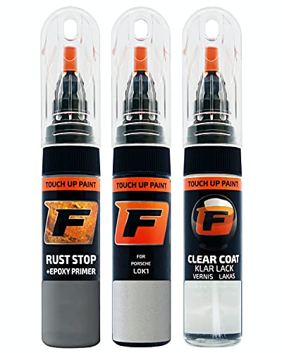 FIRANTO Lackstift Autolack Reparaturset für Porsche L0K1 Oryxweiss/carraraweiss - 3-in-1 Autolack Kratzer Reparaturstift 15ml Grundierung, Klarlack