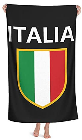 FFLSDR Serviette de Plage Italia Drapeau Italien Italie Grande Serviette de Bain en Microfibre pour Adultes Couverture de Plage absorbante à séchage Rapide 80X130CM