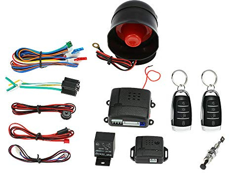 Shkalacar Système d'alarme de sécurité sans clé pour voiture, système de sécurité universel pour voiture, système antivol avec 2 télécommandes noires et argentées + sirène