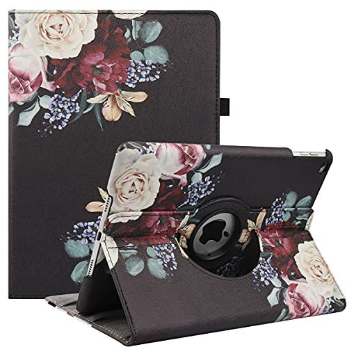 Funda para iPad Air 2/Air 1/iPad 9.7 5ª/6ª Generación (2017/2018) - Rotación de 360 Grados Carcasa con Función de Soporte y Auto-Reposo/Activación (Peonía)