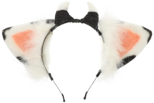 Lurrose Plüsch Kuh Stirnband Nette Stierhörner Ohr Kopfband Weihnachten Festival Theme Cosplay Kostüm Kopfschmuck für Festival Performance Party Favors Schwarz Weiß