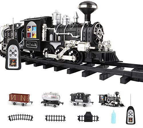 Zugspielzeug, Elektrisches Eisenbahnzugspielzeug für Jungen Mädchen mit Sound, Licht und Rauch, Klassisches Weihnachtszug Set, Batteriebetriebenes elektrisches Zug-Set Kinder