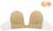 Simoda Adhesive Strapless Bra Invisible Sticky Bra Push Up U Plunge Bra with Nipple Covers for Women V-Neck Backless Dress,Beige,E