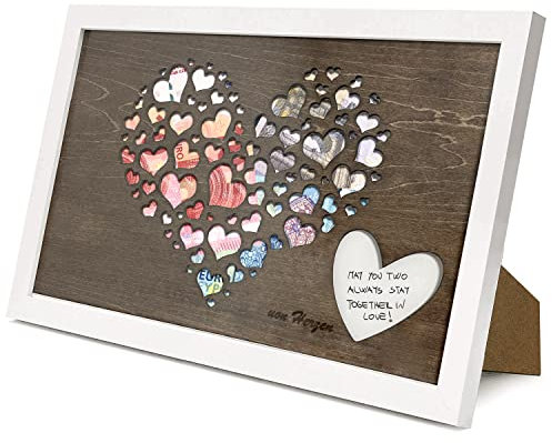 kiilys Geldgeschenk mit Herzmotiv im Bilderrahmen, Hochzeitsgeschenk zur Personalisierung, Geburtstag, Taufe, Jahrestag, Valentinstag, Erntedankfest, Geldgeschenkideen