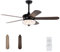 TANGZON 52’’ Ceiling Fan with Lamp and Remote Control, Silent AC Fans with 5 Reversible Blades, 3 Speeds, 4 Timing Settings & Crystal Lights, for Bedroom Living Room, 3 Bulbs Not Included (44/56cm)