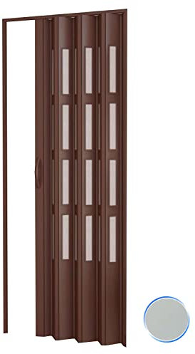 Porta a soffietto da interno in kit con vetri in PVC Grigio 82x220 cm mod. Sonia